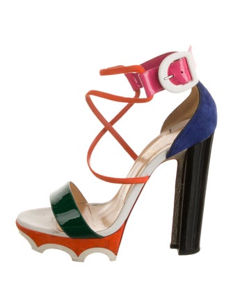 Christian Louboutin Patent Leather Colorblock Pattern Sandals