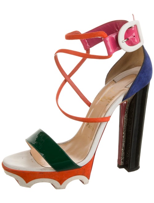 Christian Louboutin Patent Leather Colorblock Pattern Sandals