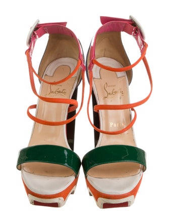 Christian Louboutin Patent Leather Colorblock Pattern Sandals