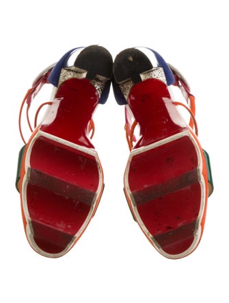 Christian Louboutin Patent Leather Colorblock Pattern Sandals