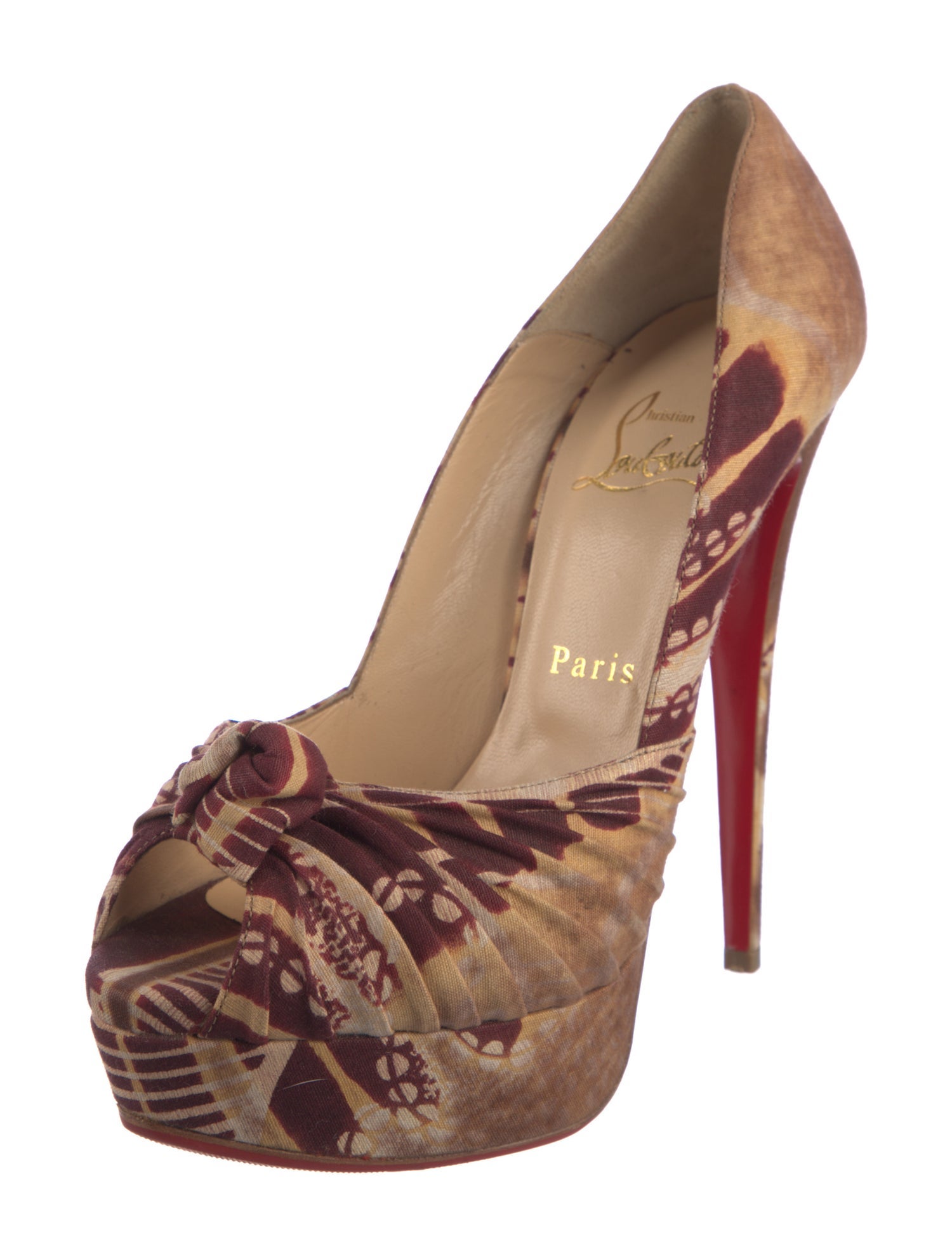Christian Louboutin Printed Pleated Accents Pumps