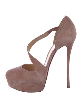 Christian Louboutin Spike Accents Suede D'Orsay Pumps