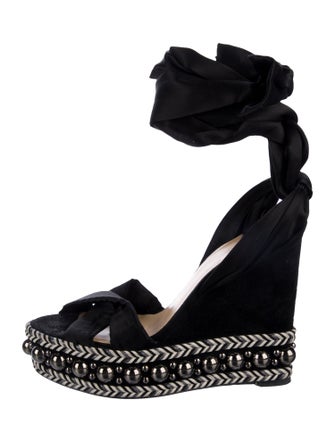 Christian Louboutin Satin Studded Accents Espadrilles