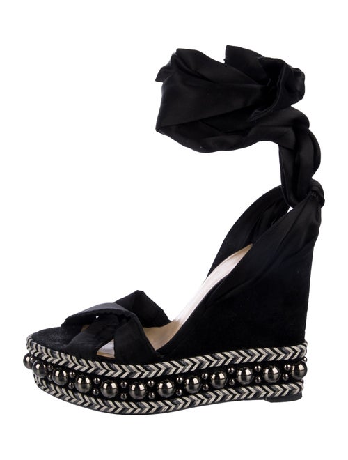 Christian Louboutin Satin Studded Accents Espadrilles