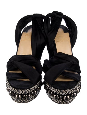 Christian Louboutin Satin Studded Accents Espadrilles