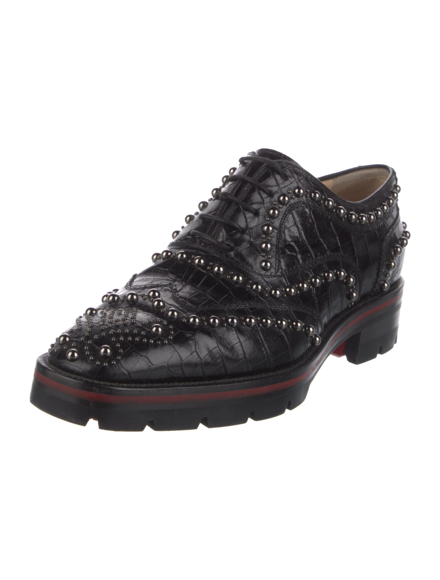 Christian Louboutin Leather Studded Accents Oxfords