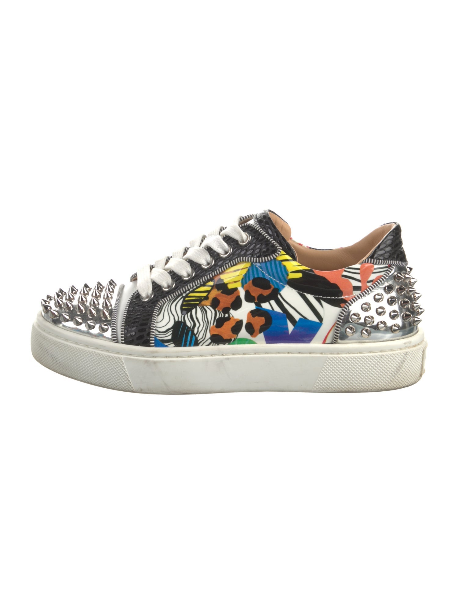 Christian Louboutin Spike Accents Patent Leather Sneakers
