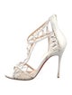 Christian Louboutin Leather Mesh Accents T-Strap Pumps