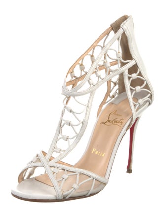 Christian Louboutin Leather Mesh Accents T-Strap Pumps