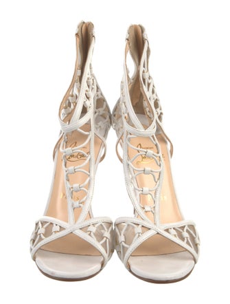 Christian Louboutin Leather Mesh Accents T-Strap Pumps