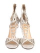 Christian Louboutin Leather Mesh Accents T-Strap Pumps