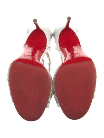 Christian Louboutin Leather Mesh Accents T-Strap Pumps