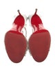 Christian Louboutin Leather Mesh Accents T-Strap Pumps