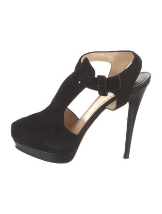 Christian Louboutin Orlan 140 Suede T-Strap Pumps