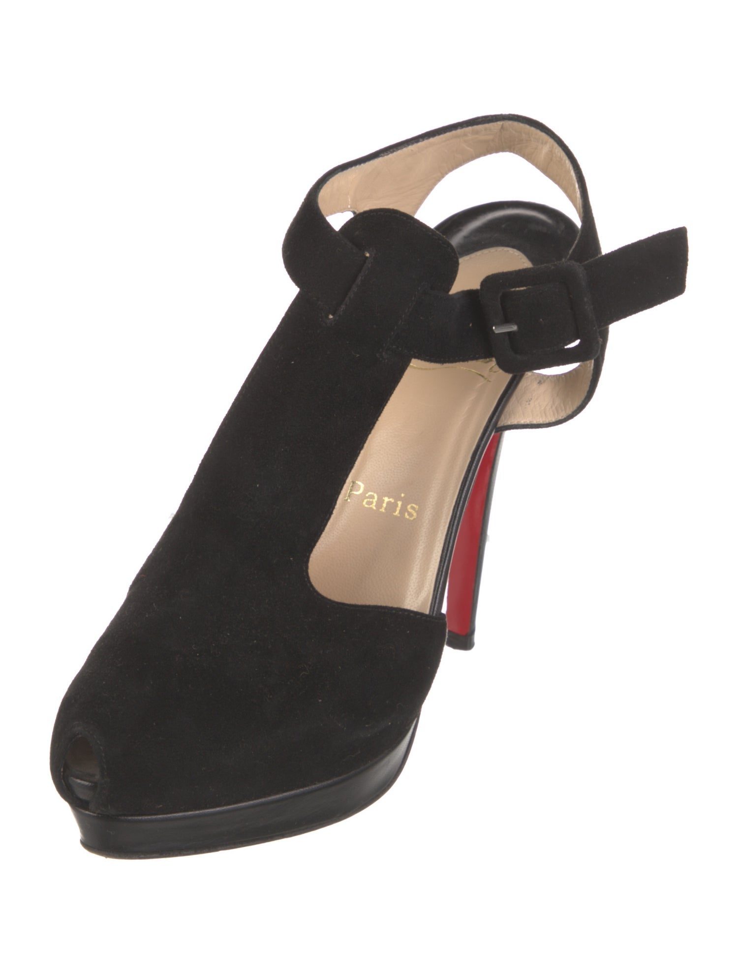Christian Louboutin Orlan 140 Suede T-Strap Pumps