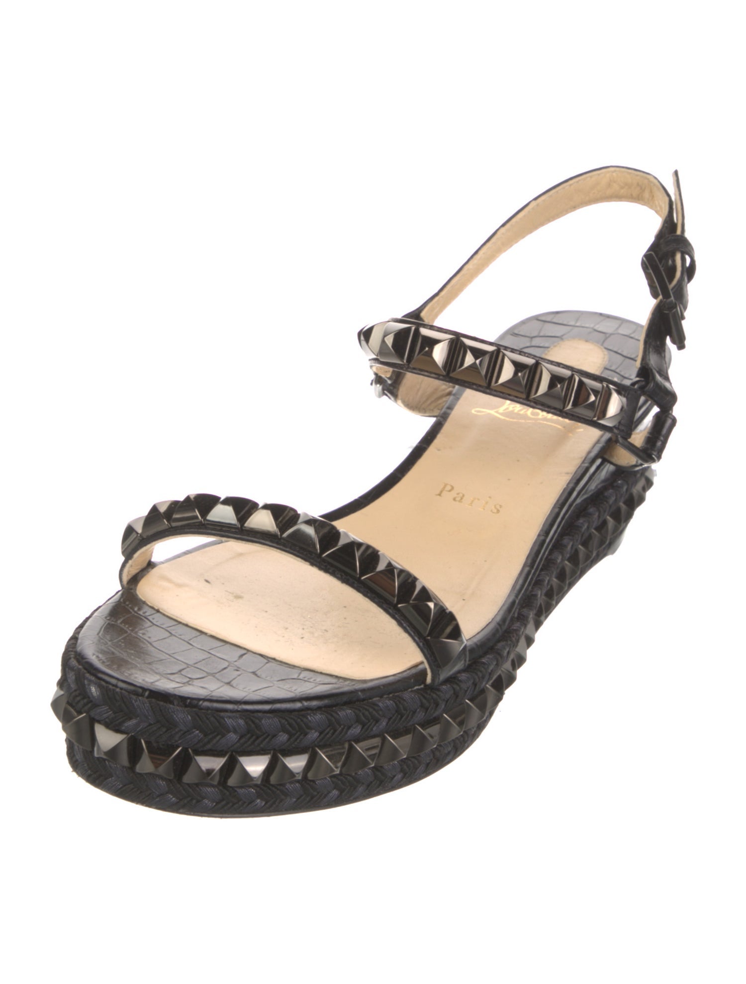 Christian Louboutin Leather Studded Accents Espadrilles