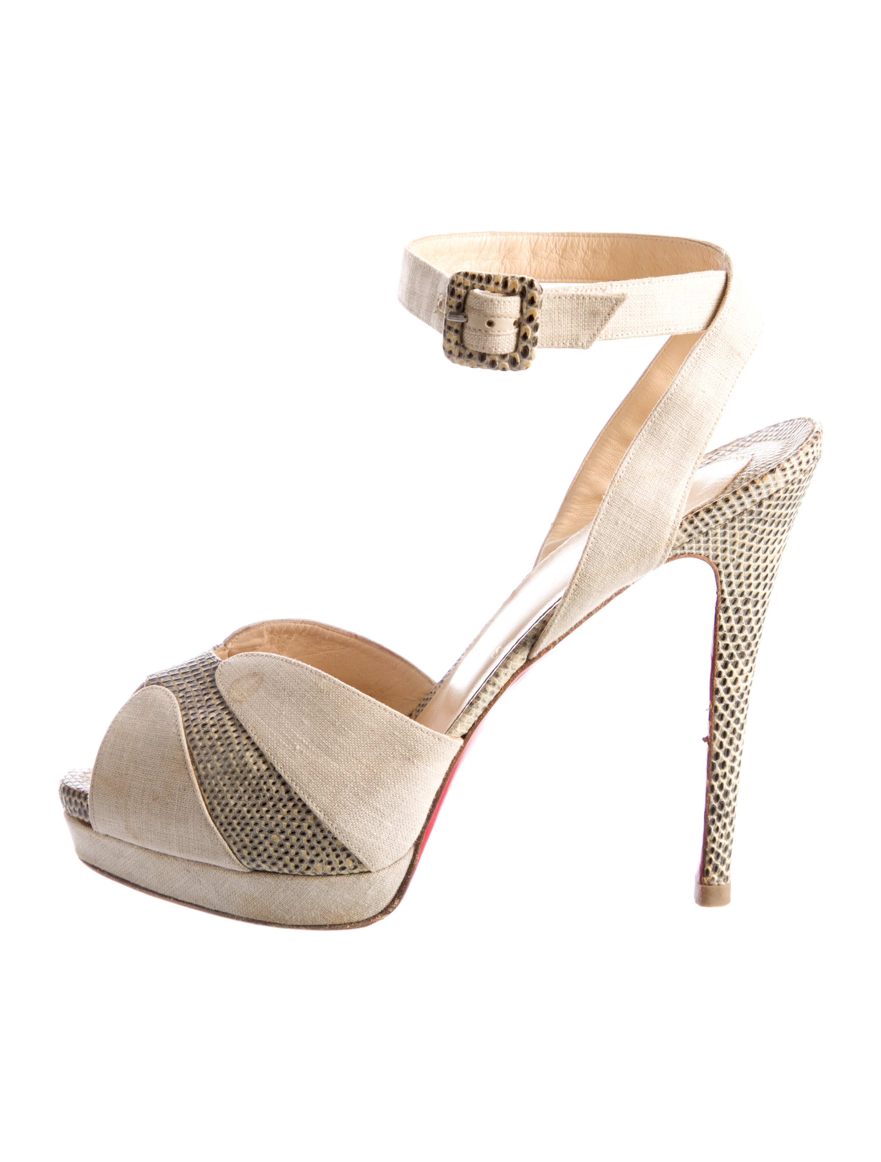 Christian Louboutin Canvas Animal Print Slingback Pumps
