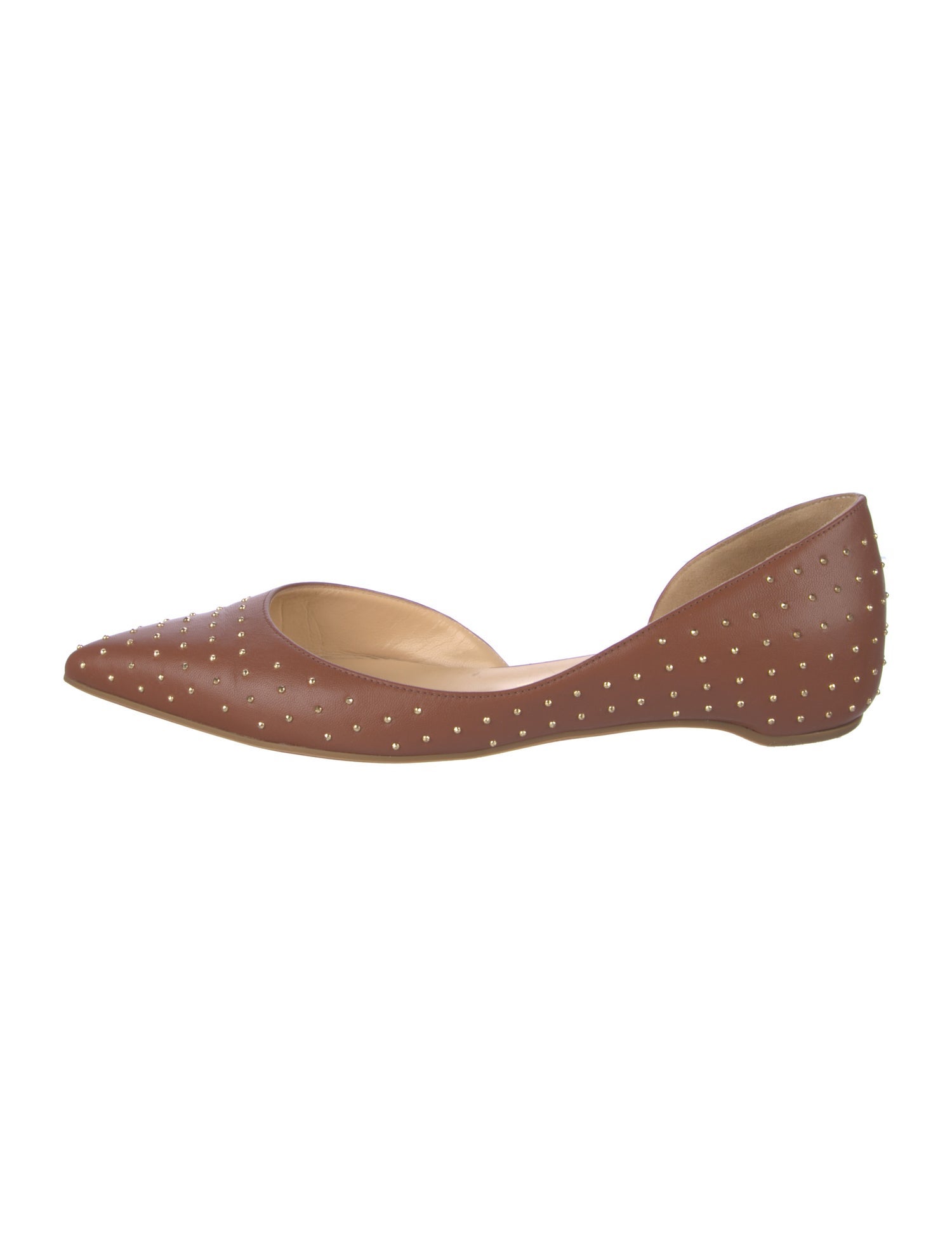 Christian Louboutin Leather Studded Accents D'Orsay Flats