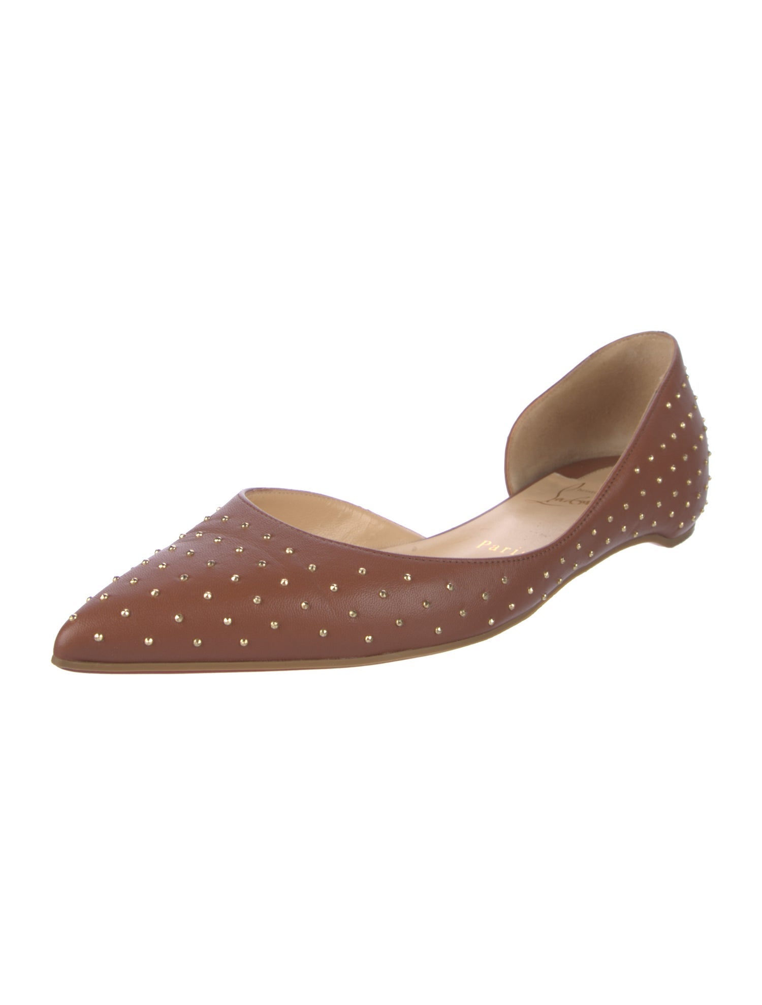 Christian Louboutin Leather Studded Accents D'Orsay Flats