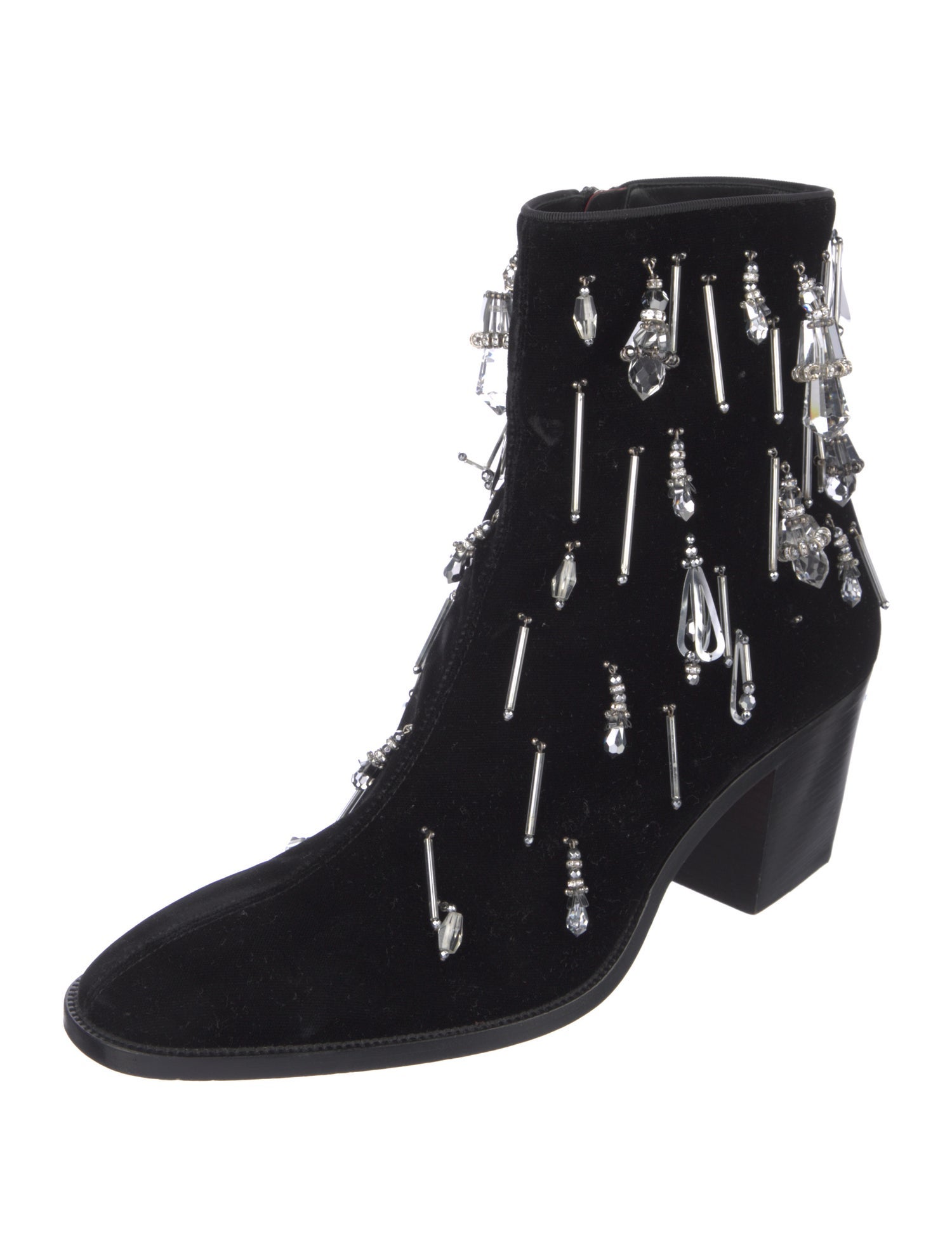 Christian Louboutin Velvet Crystal Embellishments Boots