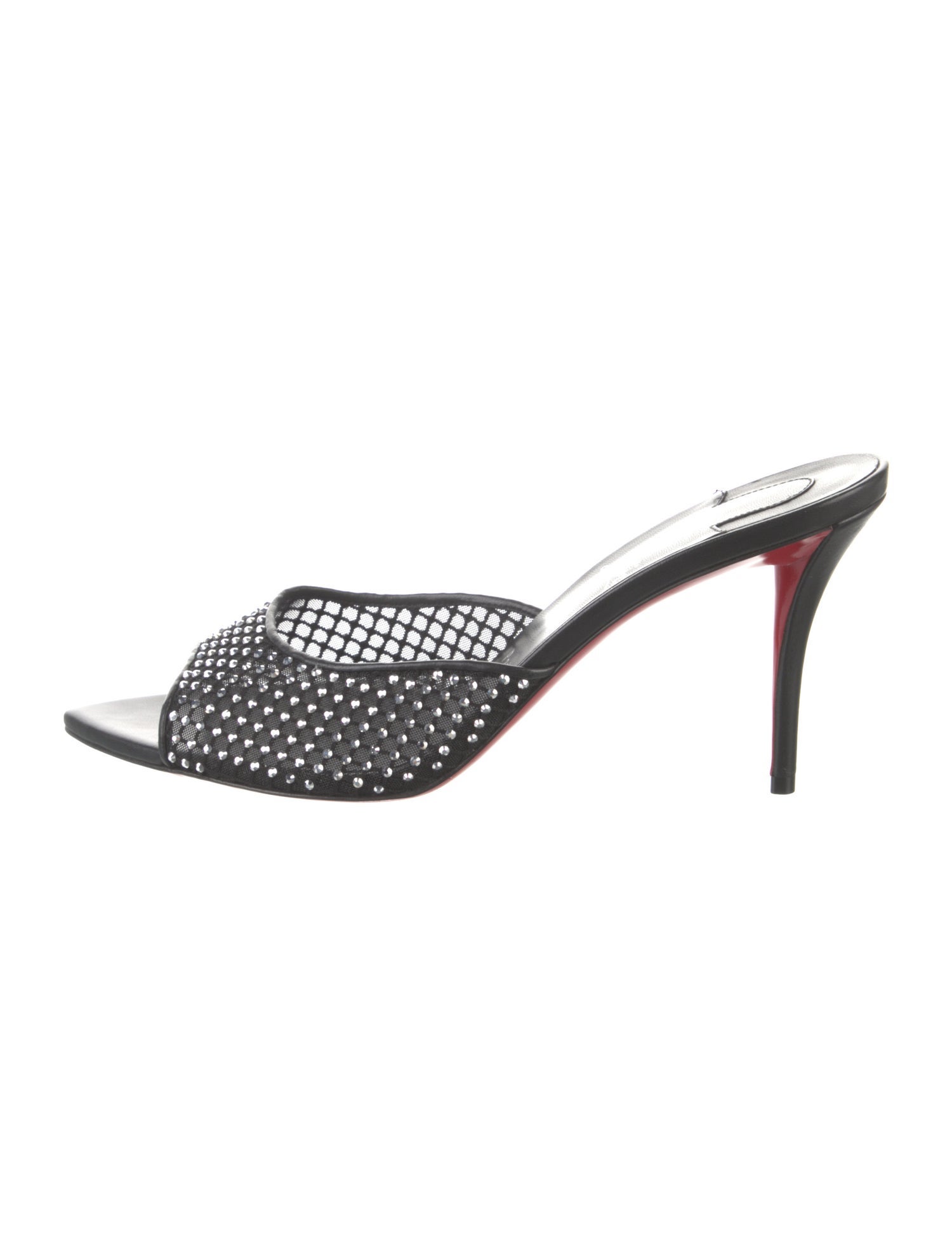 Christian Louboutin Leather Mesh Accents Mules