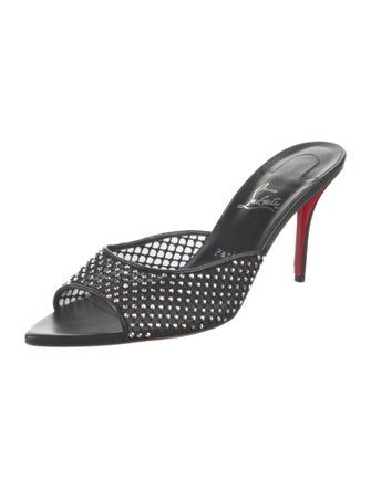 Christian Louboutin Leather Mesh Accents Mules