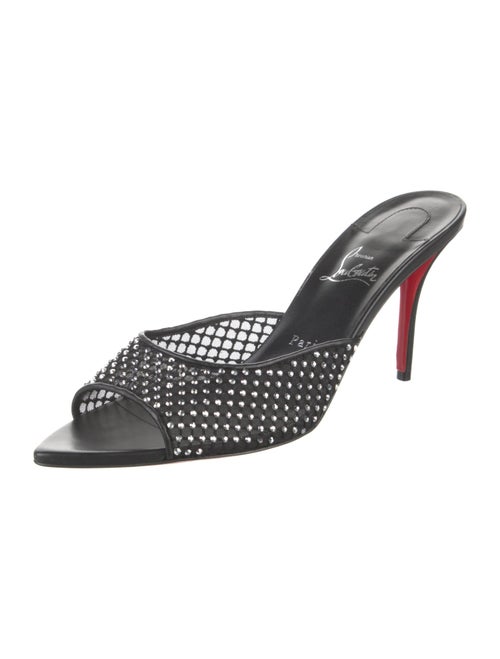 Christian Louboutin Leather Mesh Accents Mules