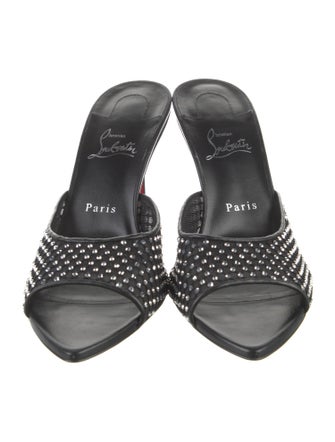 Christian Louboutin Leather Mesh Accents Mules