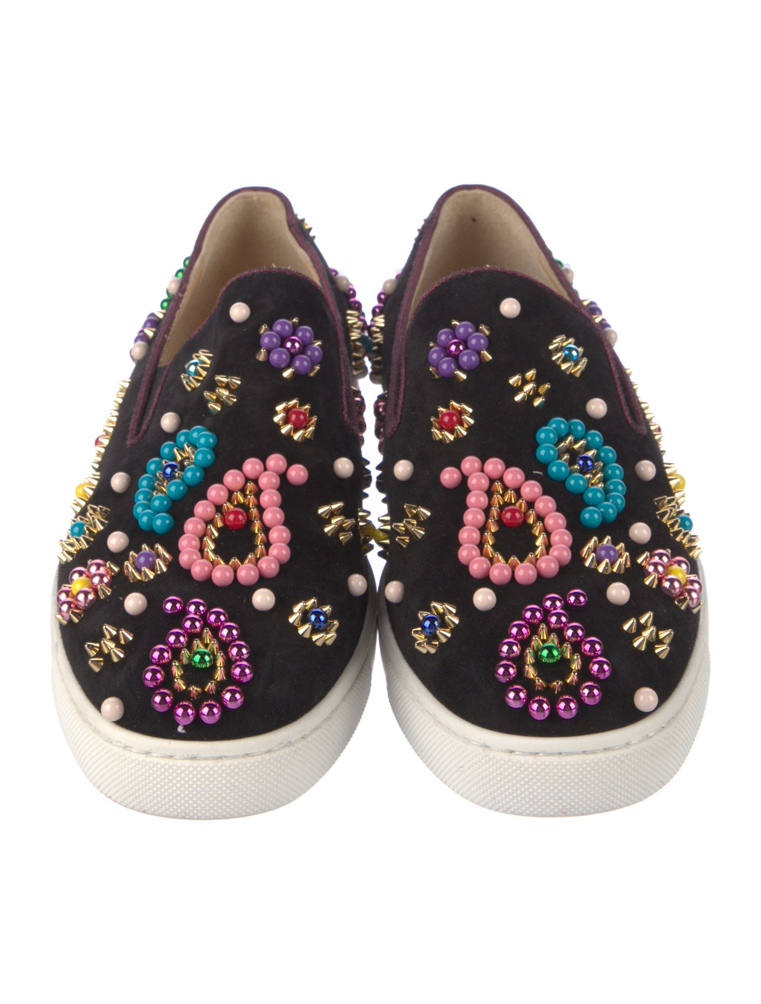 Christian Louboutin Suede Colorblock Pattern Sneakers