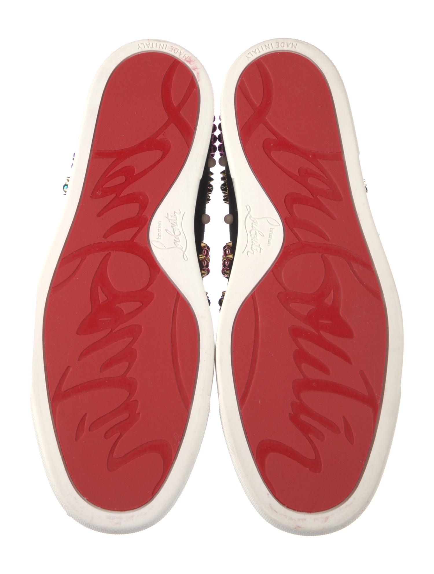 Christian Louboutin Suede Colorblock Pattern Sneakers