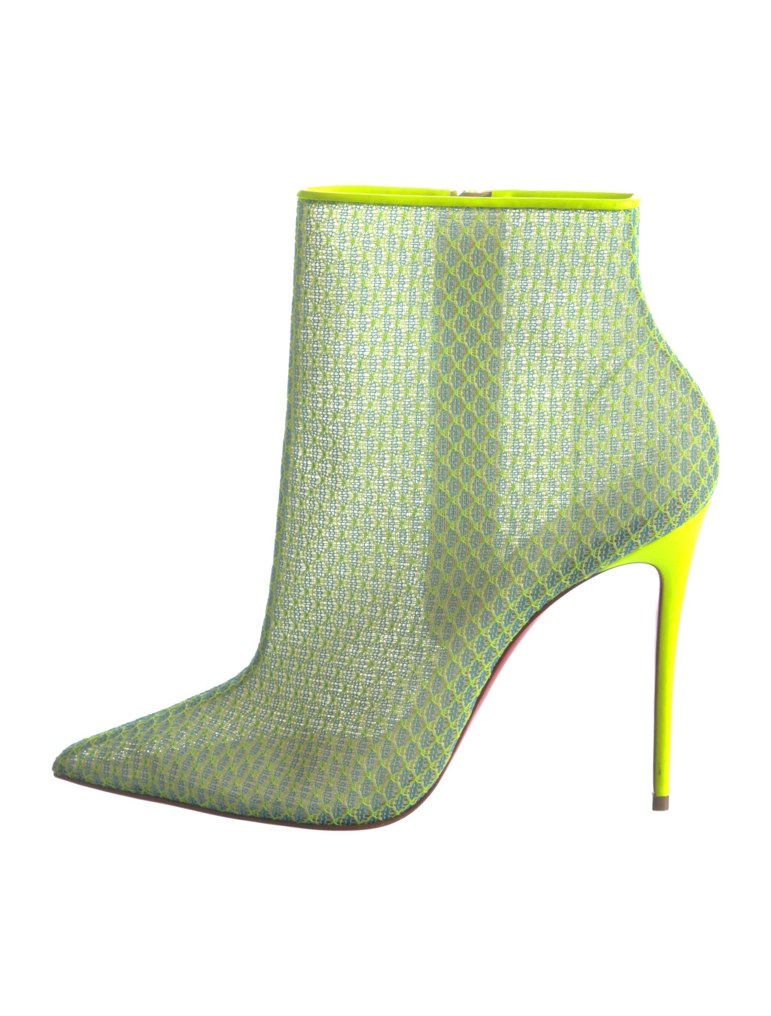 Christian Louboutin Mesh Leather Trim Embellishment Boots