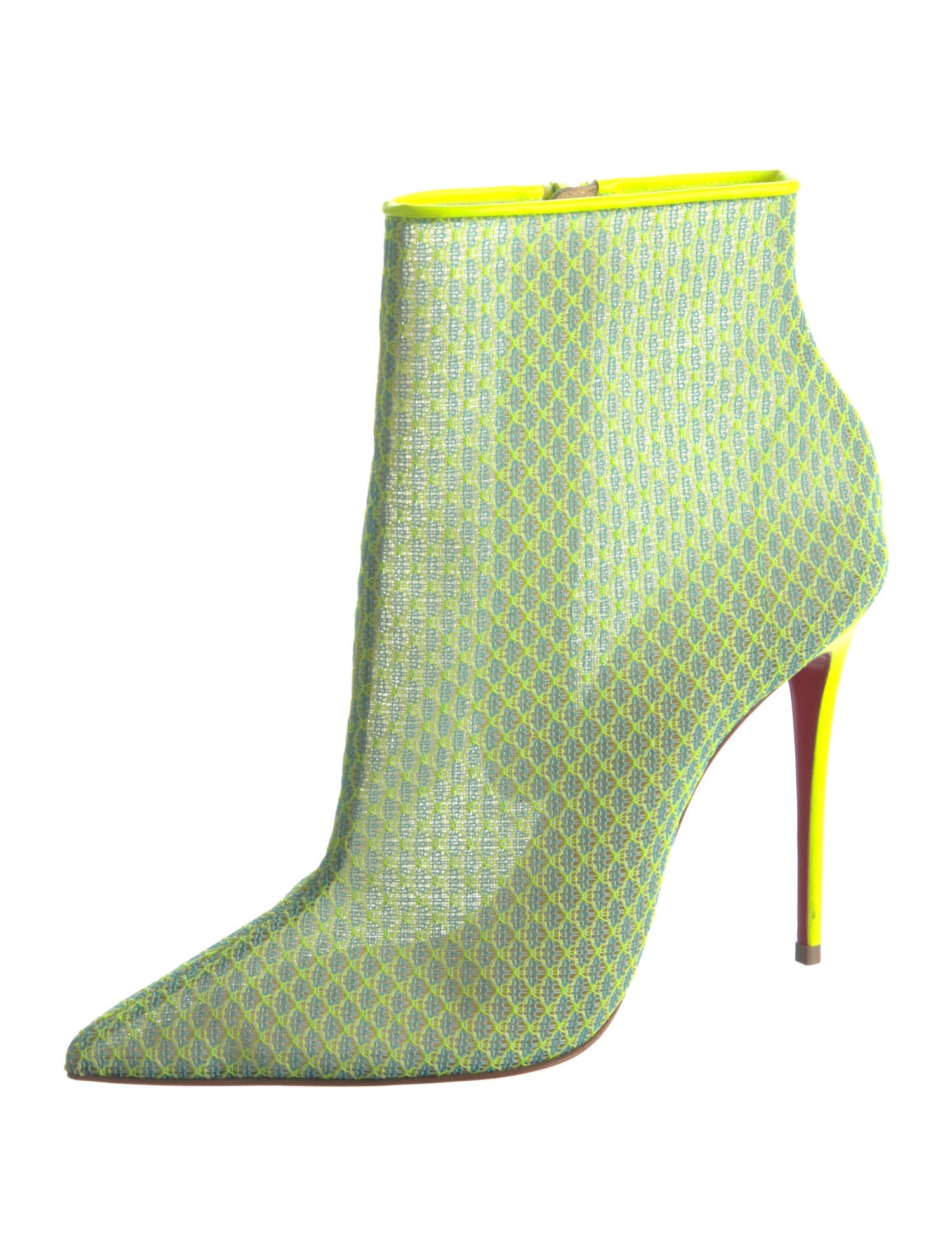 Christian Louboutin Mesh Leather Trim Embellishment Boots