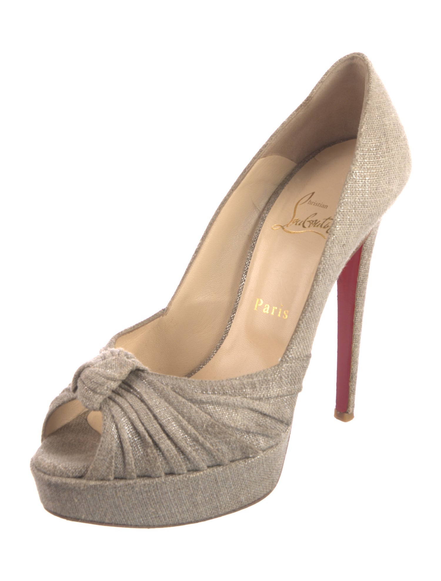 Christian Louboutin Canvas Pleated Accents Pumps