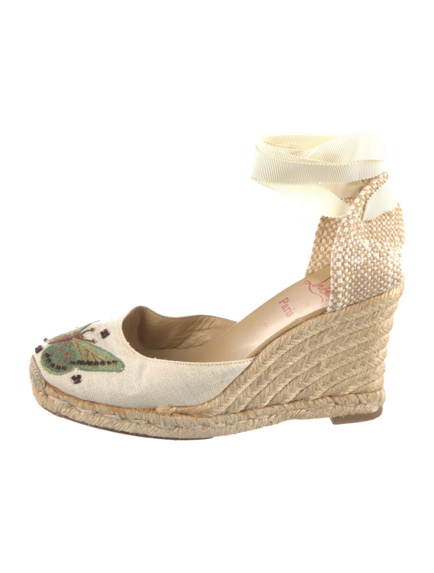 Christian Louboutin Canvas Graphic Print Slingback Pumps