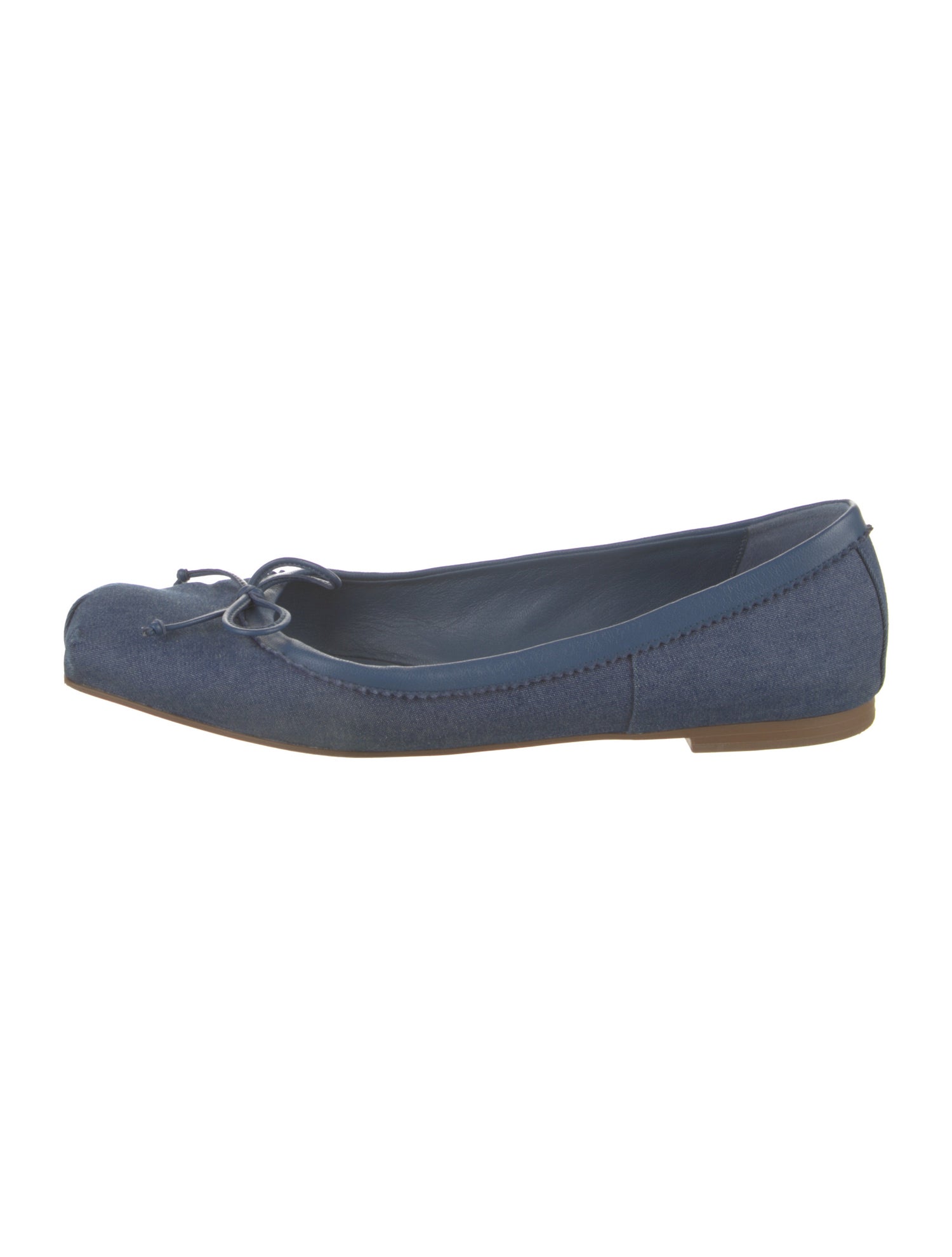 Christian Louboutin Denim Bow Accents Ballet Flats