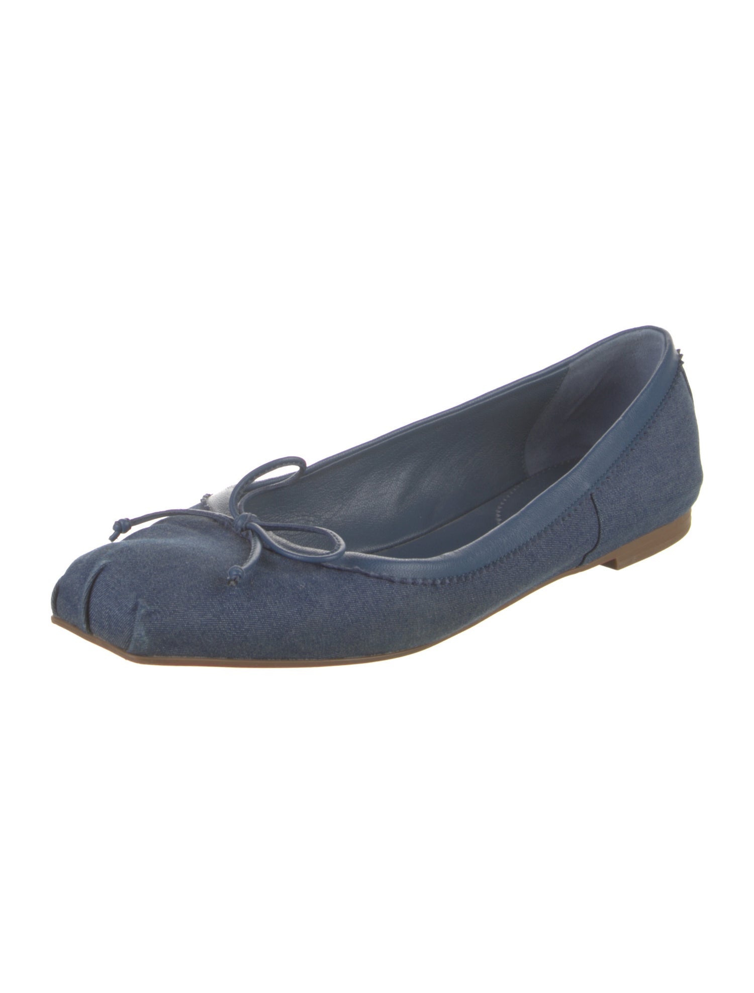 Christian Louboutin Denim Bow Accents Ballet Flats