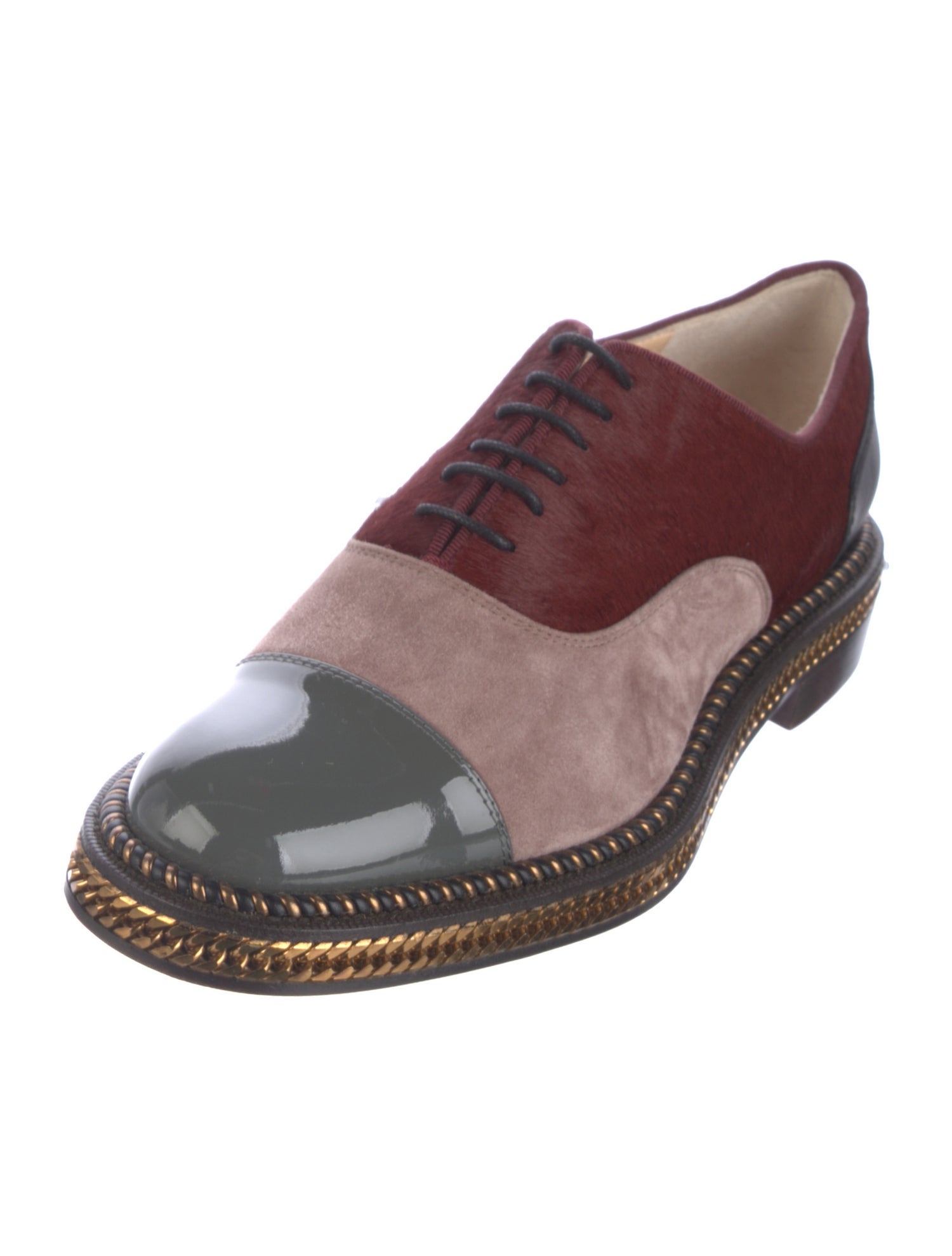 Christian Louboutin Ponyhair Colorblock Pattern Oxfords