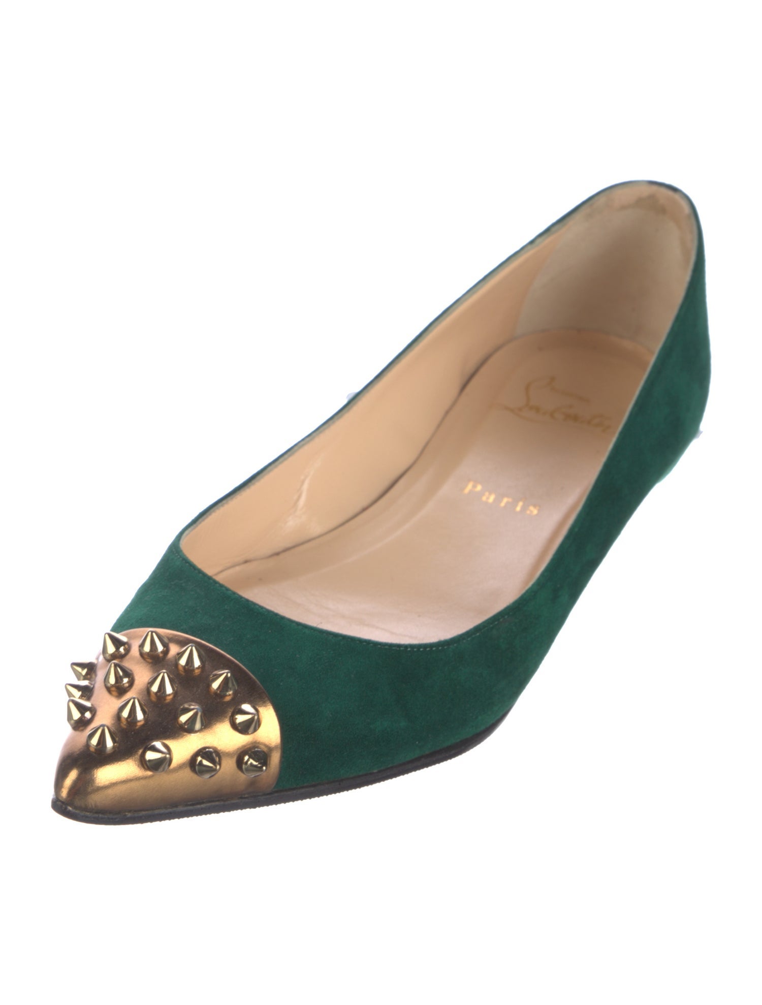 Christian Louboutin Spike Accents Suede Ballet Flats