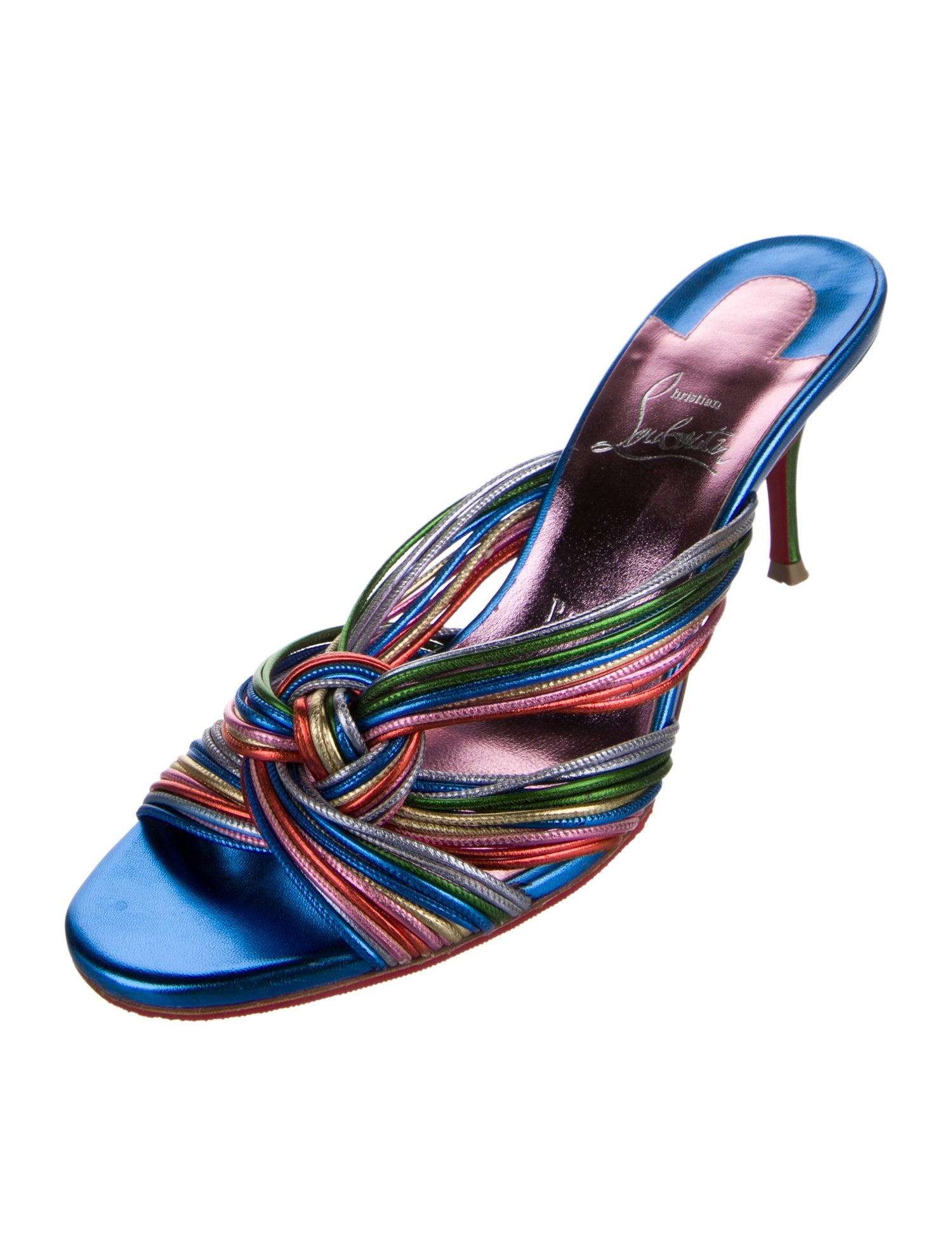 Christian Louboutin Leather Striped Slides