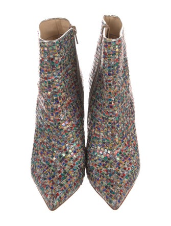 Christian Louboutin Colorblock Pattern Glitter Accents Boots