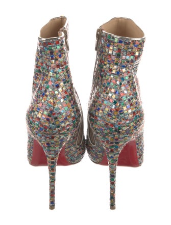 Christian Louboutin Colorblock Pattern Glitter Accents Boots