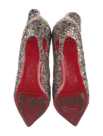 Christian Louboutin Colorblock Pattern Glitter Accents Boots