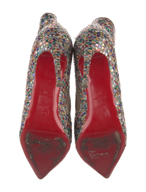 Christian Louboutin Colorblock Pattern Glitter Accents Boots