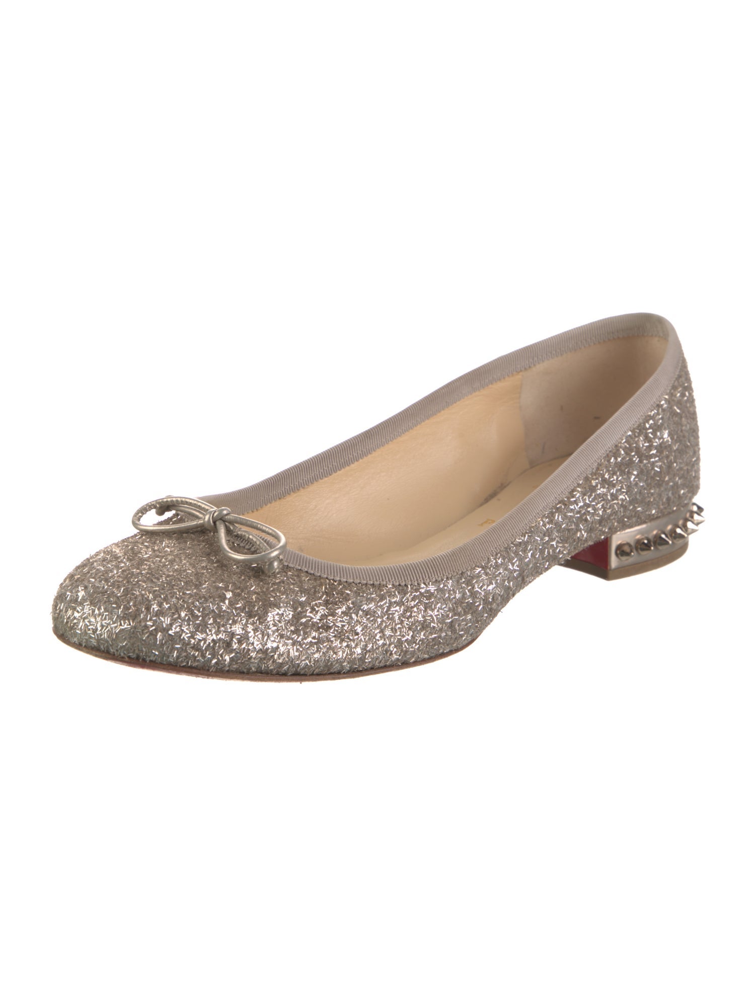 Christian Louboutin Spike Accents Glitter Ballet Flats