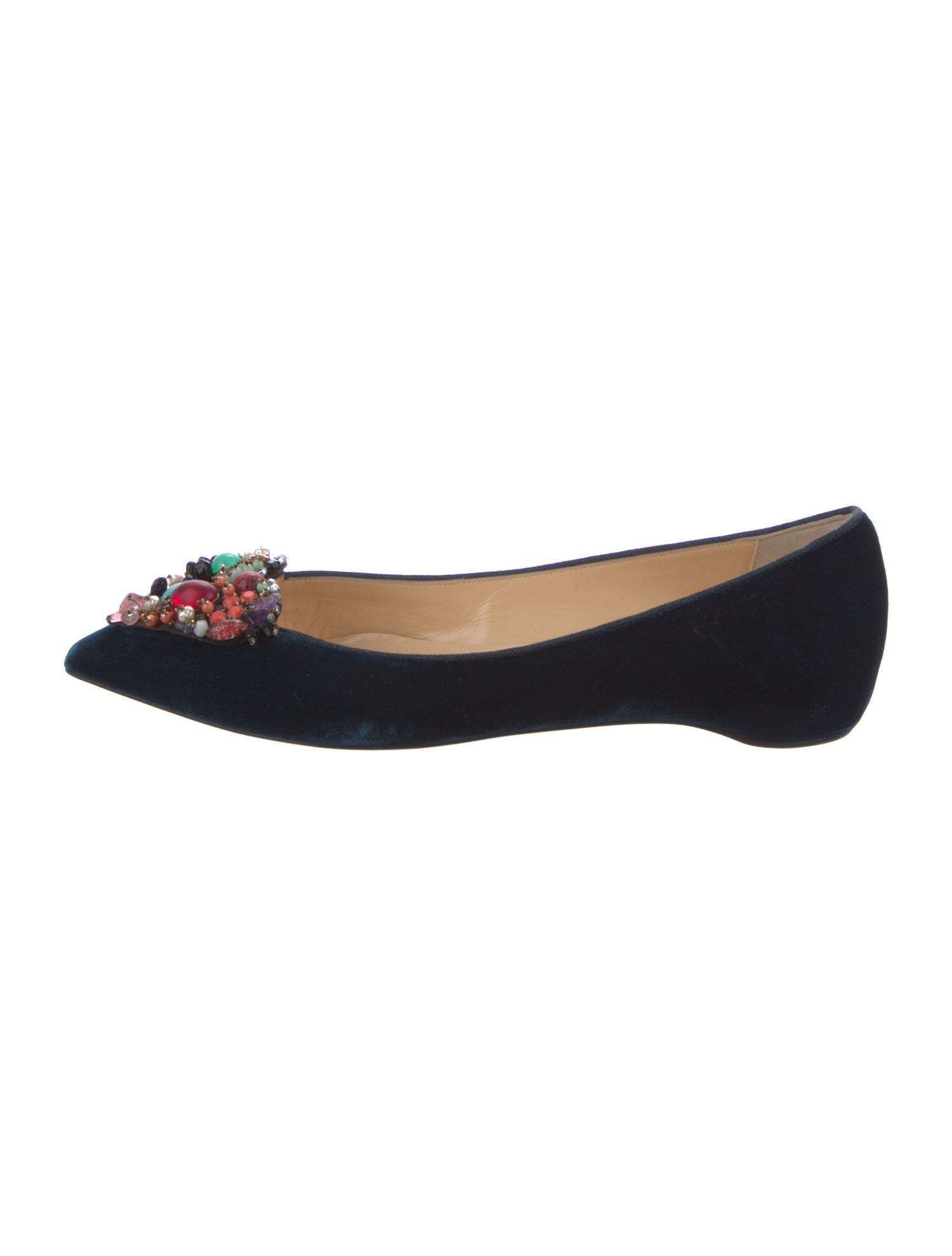 Christian Louboutin Velvet Crystal Embellishments Ballet Flats