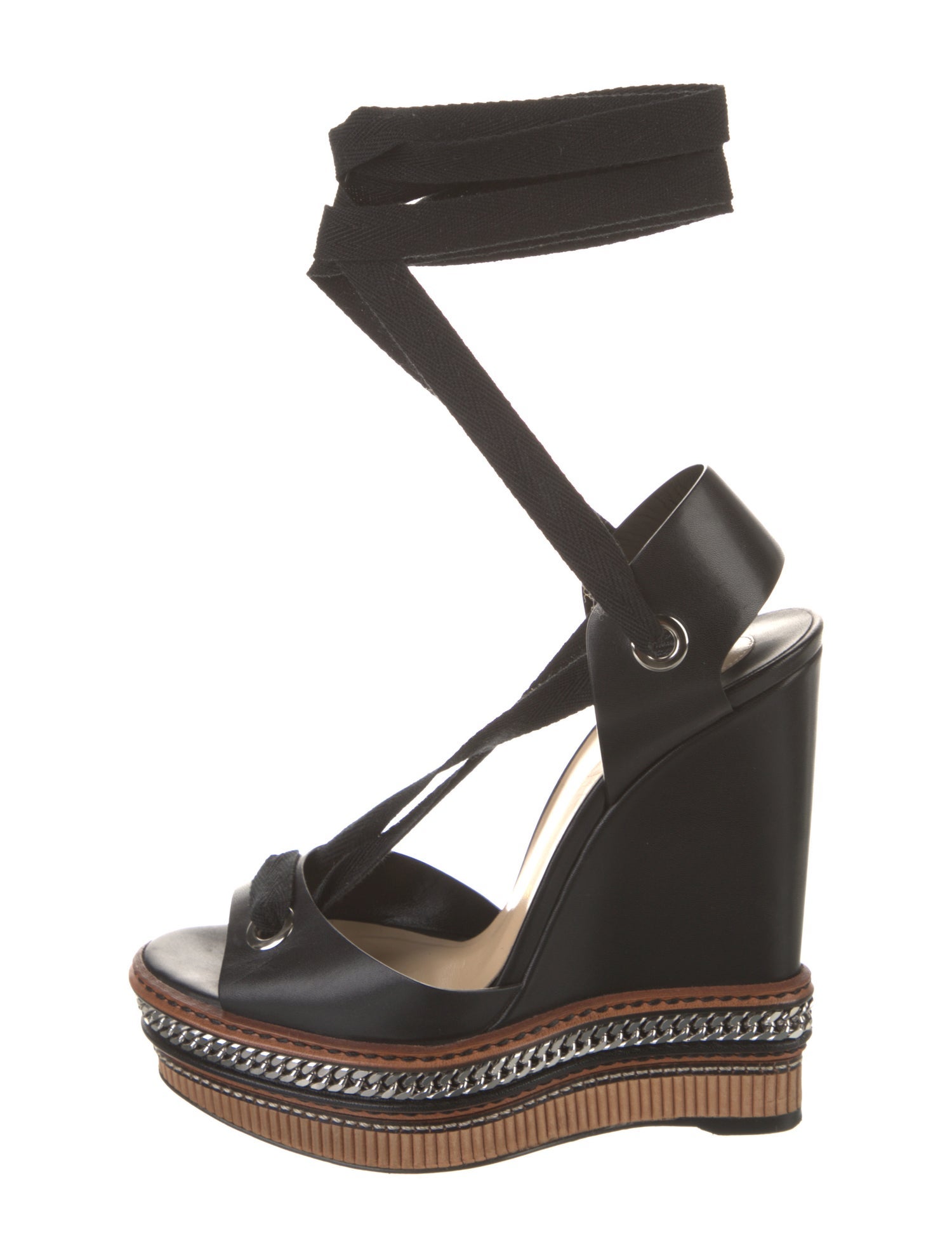 Christian Louboutin Leather Chain-Link Accents Espadrilles