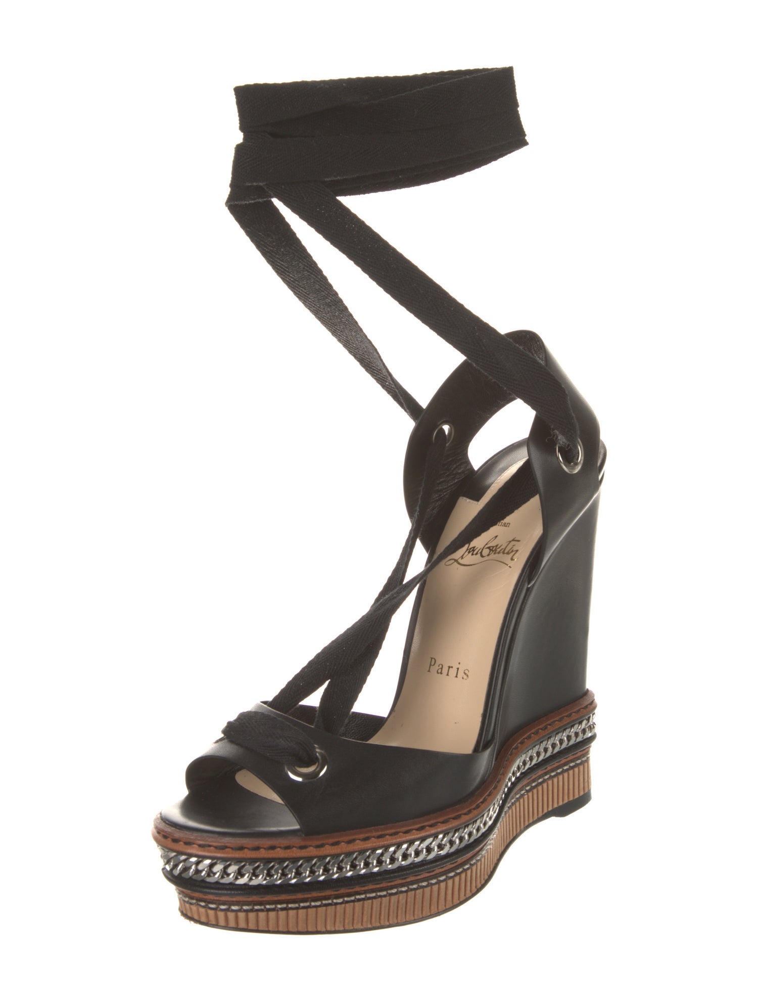 Christian Louboutin Leather Chain-Link Accents Espadrilles