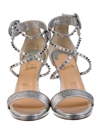 Christian Louboutin Spike Accents Colorblock Pattern Sandals