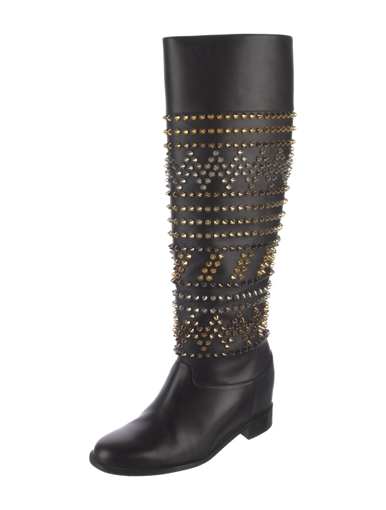 Christian Louboutin Leather Studded Accents Riding Boots