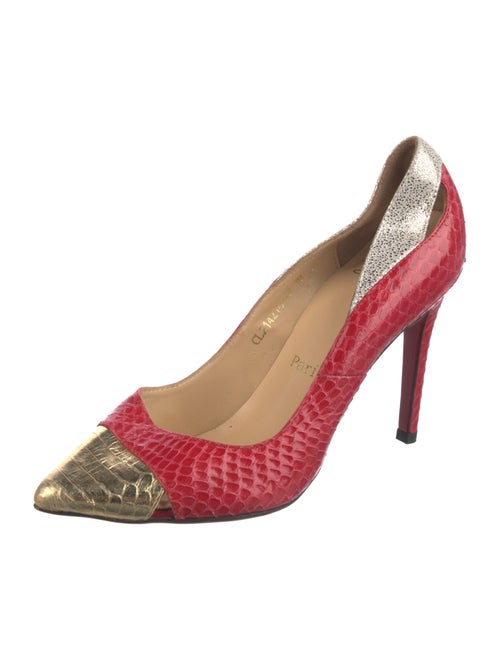 Christian Louboutin Snakeskin Colorblock Pattern Pumps